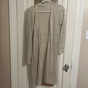Cream Knit Long Cardigan